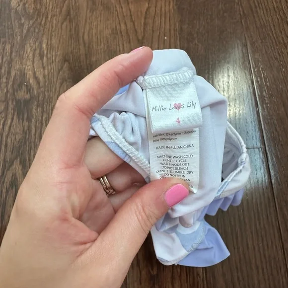 Millie loves lily Whimsical Blue and White One Piece Swimsuit with Ruffles - Picture 2 of 4